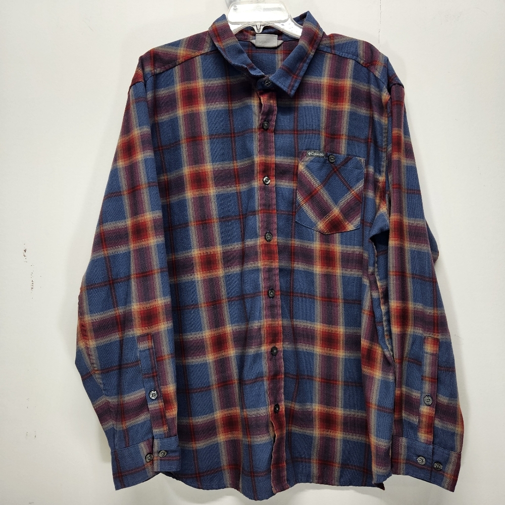 Columbia Button Up Shirt Mens Size XL Omni-Shade Country Line ESX Line Plaid